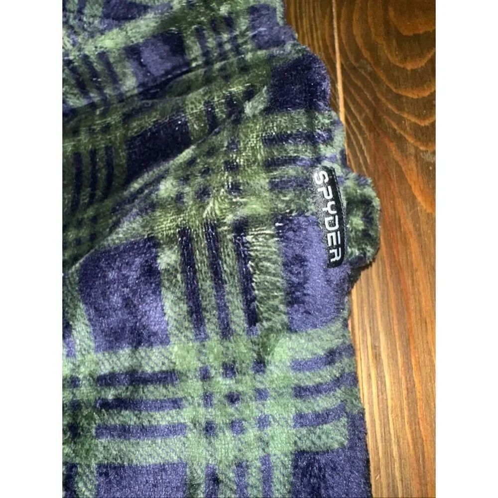 Spyder Men's Sz L Large Plaid Fleece Pajama Pants Lounge Sleep Bottoms blue Gree - Picture 4 of 5